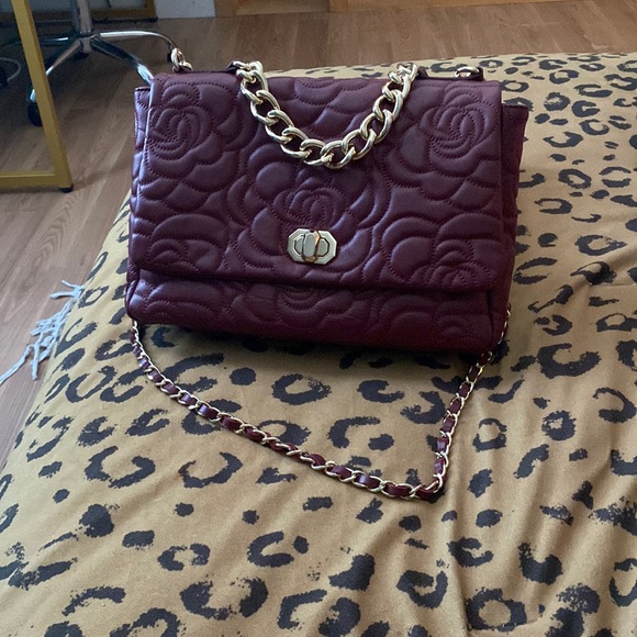 Anna Paola Bags Anna Paola Quilted Rose Leather Flap Satchel Red